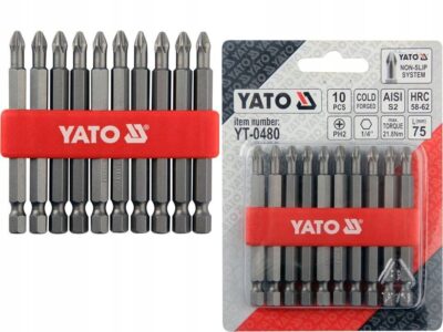 Bộ mũi vít Yato 10 chi tiết PH2x75 S2 YATO YT-0480