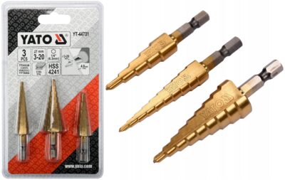 Bộ 3 mũi khoan bước tháp 3-20mm YATO YT-44731