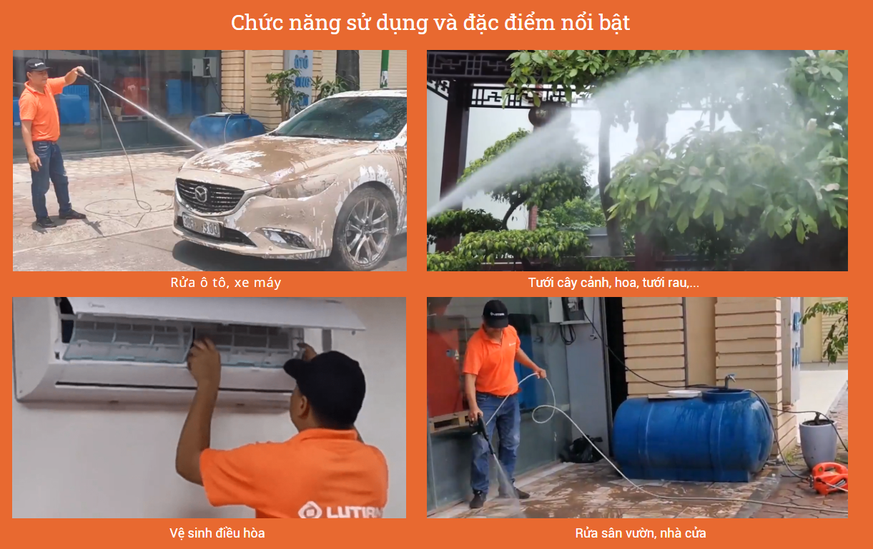 Máy rửa xe gia đình tự ngắt Lutian LT210G-1600W Máy rửa xe gia đình tự ngắt Lutian LT210G-1600W