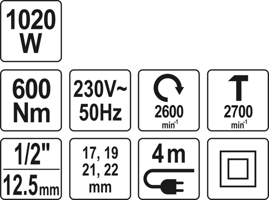 Súng bắn ốc bằng điện 1/2' 500Nm 0-2700bpm YATO YT-82021