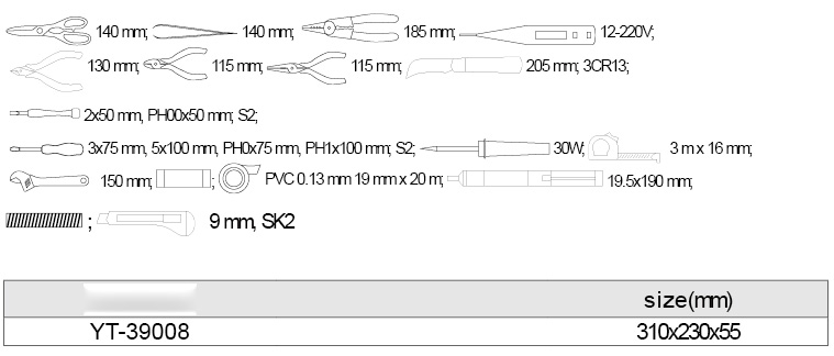 Bộ dụng cụ sửa chữa tổng hợp Yato 22 món YATO YT-39008
