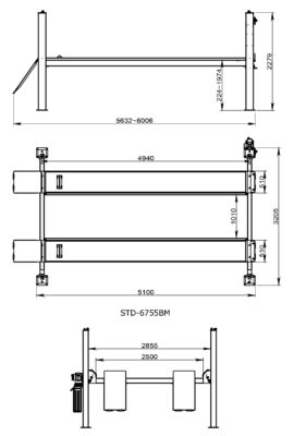 CẦU NÂNG Ô TÔ 4 TRỤ 5.5 TẤN STD-6755BM