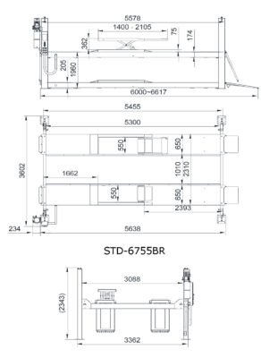CẦU NÂNG Ô TÔ 4 TRỤ 2 TẦNG NÂNG STD-6755BR