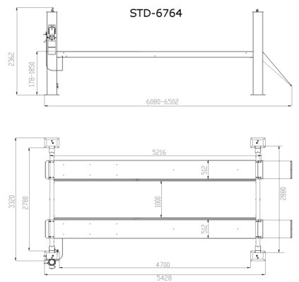 CẦU NÂNG Ô TÔ 4 TRỤ 6.4 TẤN STD-6764BD