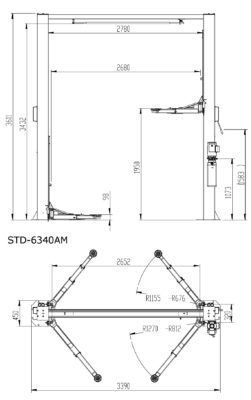 CẦU NÂNG Ô TÔ 2 TRỤ TITANO STD-6340AM-2900