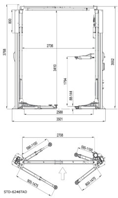CẦU NÂNG Ô TÔ 2 TRỤ 4.5 TẤN TITANO STD-6345