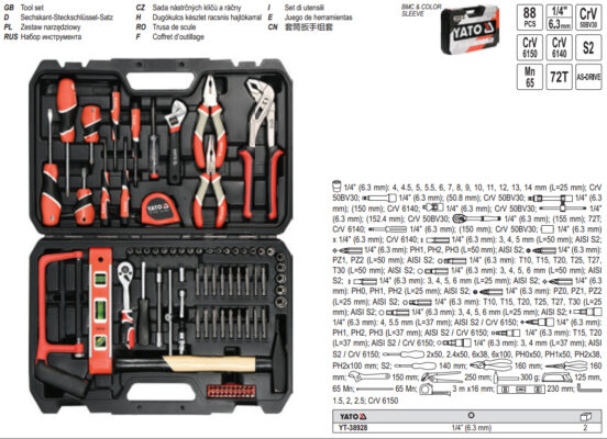 Bộ dụng cụ sửa chữa tổng hợp 88 chi tiết Yato YT-38928