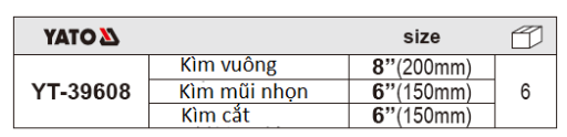 Bộ kìm 3 chi tiết YATO YT-39608