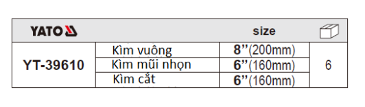 Bộ kìm 3 chi tiết YATO YT-39610
