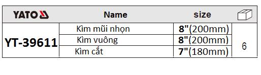 Bộ kìm 3 chi tiết YATO YT-39611