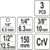 Bộ 3 đầu chuyển lục giác 1/4" sang 1/4" 3/8" 1/2" 150mm Yato YT-04628