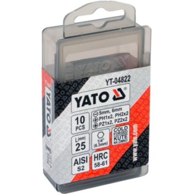 Bộ 10 mũi vít đa năng 25mm chuôi 1/4" chống trượt Yato YT-04822