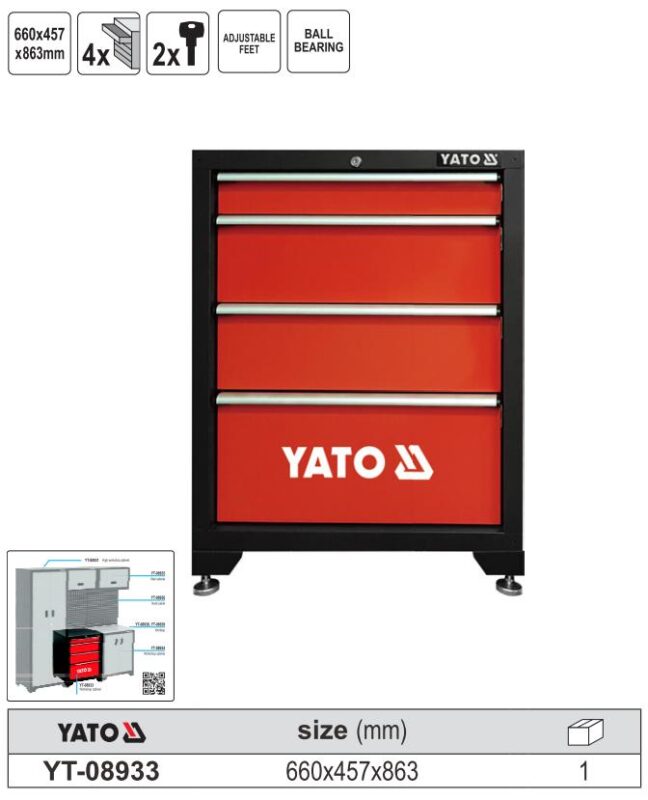 Hệ Tủ Dụng Cụ Đa Năng Workshop Yato Tủ 4 ngăn chứa dụng cụ sửa chữa