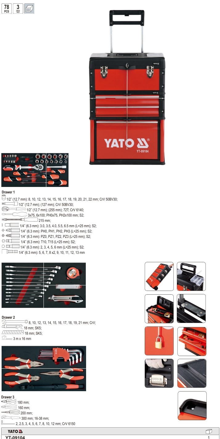 Vali Dụng Cụ Sửa Chữa 78 Chi Tiết Yato YT-09104