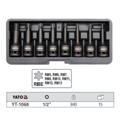 Bộ 8 đầu khẩu 1/2" mũi Ribe RM5-RM13 Yato YT-1068
