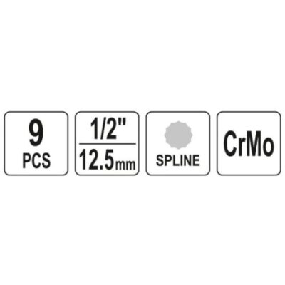 Bộ 9 đầu khẩu 1/2" mũi hoa thị M4-M16 Yato YT-10691