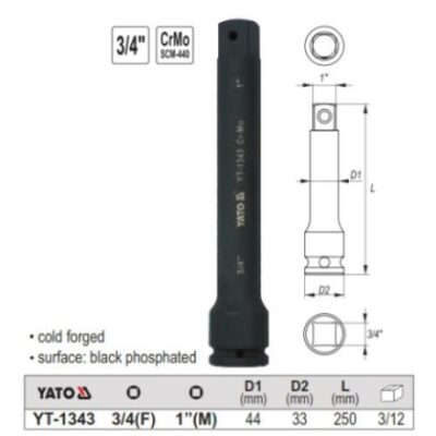 Đầu chuyển 3/4" sang 1" dài 250mm Yato YT-1343