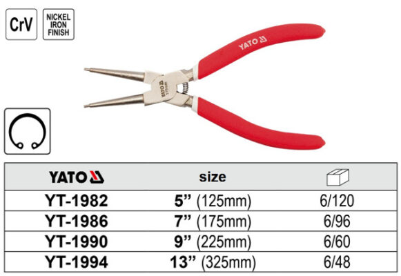 Kìm mở phe trong thẳng size 5", 7", 9", 13" Yato