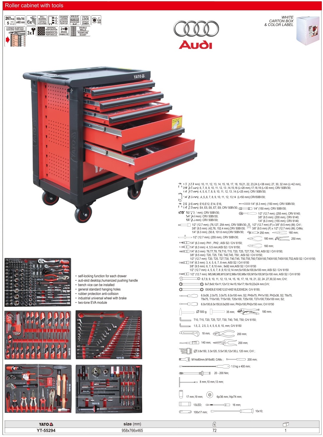 Chi tiết cụ thể tủ Yato YT-55294