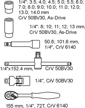Bộ tuýp tay vặn 1/4" Yato YT-5541