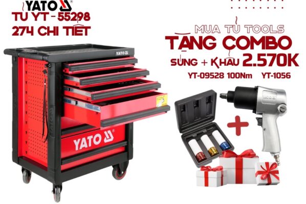 Tủ Dụng Cụ Sửa Chữa Ô Tô Land Rover 274 Chi Tiết Yato YT-55298 Combo quà tặng khi mua Tủ Dụng Cụ Sửa Chữa Ô Tô Land Rover 274 Chi Tiết Yato YT-55298