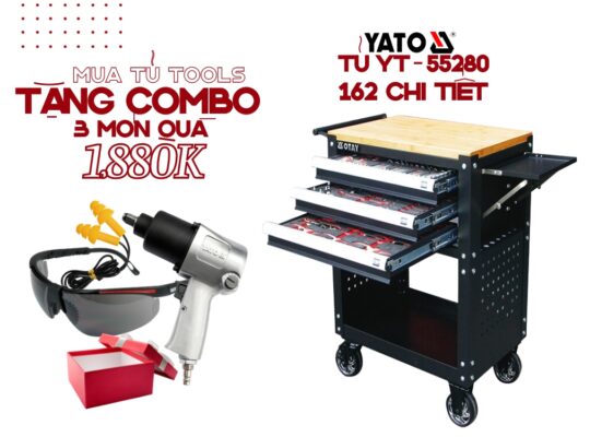 Tủ Dụng Cụ Sửa Chữa Bảo Dưỡng Ô Tô 162 Chi Tiết Yato YT-55280 Combo quà tặng khi mua tủ dụng cụ sửa chữa Yato YT-55280