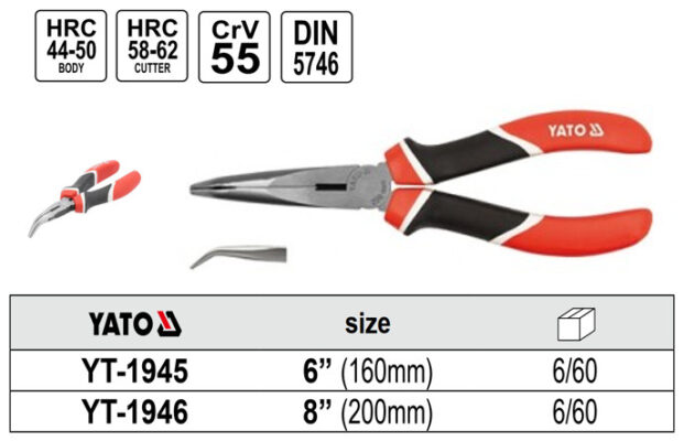 Kìm mỏ nhọn cong từ 6" đến 8" Yato YT-1945