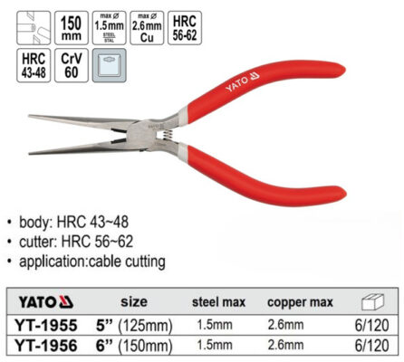Kìm mỏ nhọn mini size từ 5" - 6" Yato YT-1955