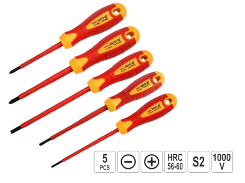 Bộ tuốc nơ vít cách điện tổng hợp 5 chi tiết Yato YT-2827 Ba Lan