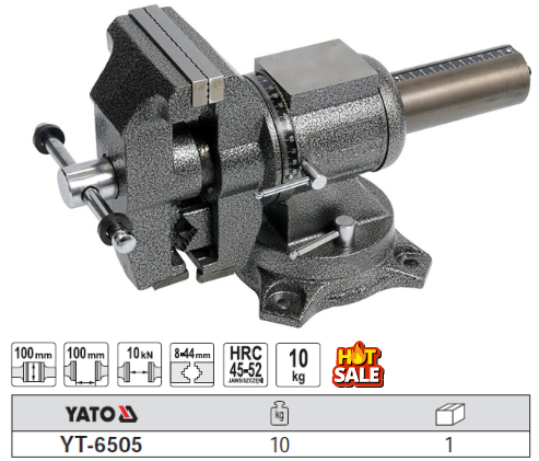 Ê tô bàn nguội 4" có hàm kẹp ống 8-44" Yato YT-6505 Ba Lan