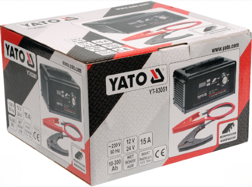 Sạc ắc quy kỹ thuật số và khởi động bằng đề 12/24V 15A Yato YT-83051 - Ba Lan