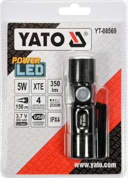 Đèn pin XT-E CREE 5W USB, 94X27mm Yato YT-08569 - Ba Lan