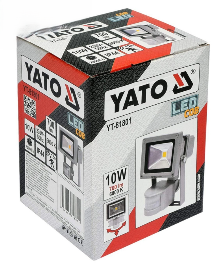 Đèn pha led xoay 10W 1Led 700Lm có cảm biến Yato YT-81801 - Ba Lan