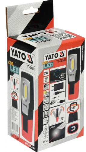 Đèn LED 2W COB 200LM soi sửa chữa có nam châm Yato YT-08501 - Ba Lan