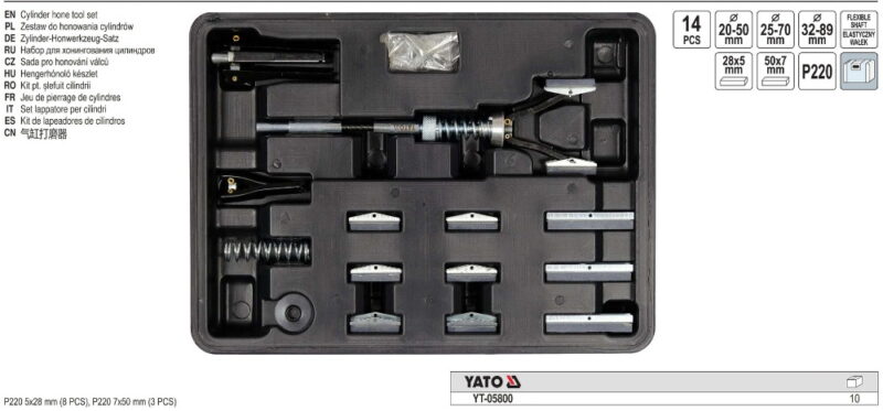 Bộ dụng cụ mài xi lanh 14 chi tiết Yato YT-05800 Ba Lan