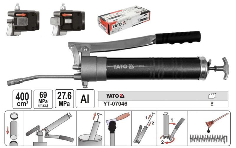 Súng bơm mỡ cầm tay nhả nhanh 400cc Yato YT-07046 - Ba Lan