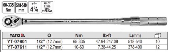 Cờ lê cân lực 1/2" Yato YT-07601 - Ba Lan