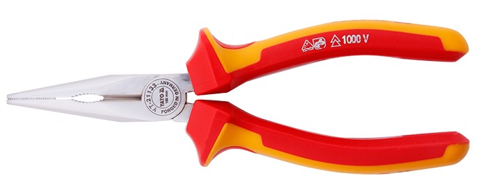 Kìm Mũi Nhọn Cách Điện 1000V VDE 6, 8" Yato YT-21133 YT-21134