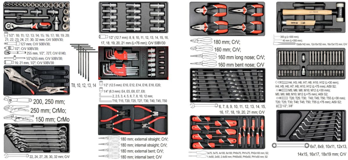 Tủ Dụng Cụ Sửa Xe Máy Motor 182 Chi Tiết Yato YT-55300M - Ba Lan