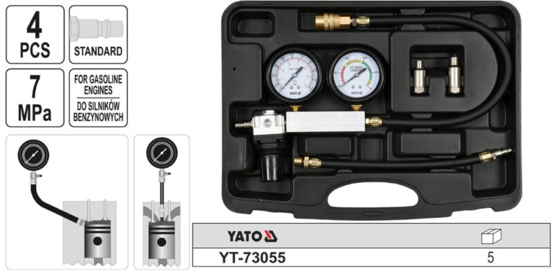 Bộ kiểm tra rò rỉ xi lanh động cơ xăng 4 chi tiết Yato YT-73055 Ba Lan