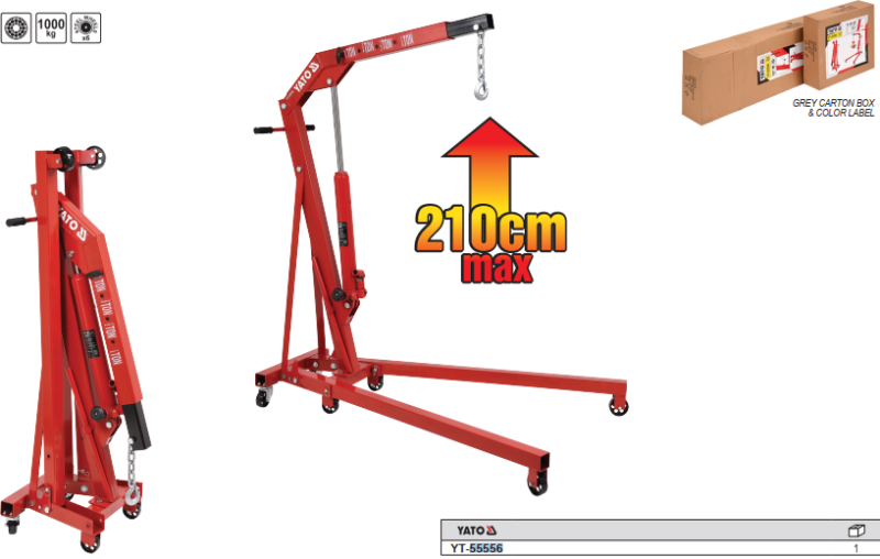 Cẩu móc động cơ 1 tấn 25-2100mm YT-55556 Yato Ba Lan