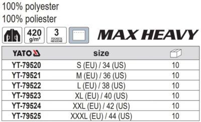 Áo khoác nỉ dày màu xám size từ: S - 3XL Yato YT-79520 - Ba Lan