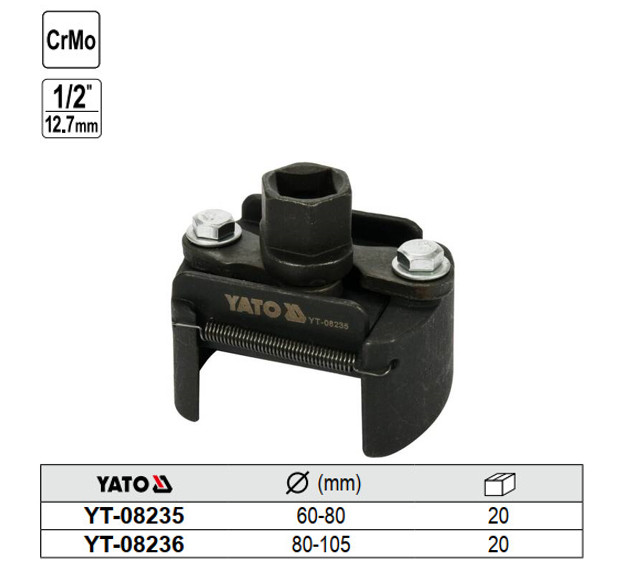 Cảo mở lọc nhớt 2 chiều 60-80mm 1/2" Yato YT-08235 - Ba Lan