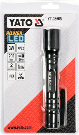Đèn pin XPE2 CREE 3W, 160X29mm Yato YT-08565 - Ba Lan