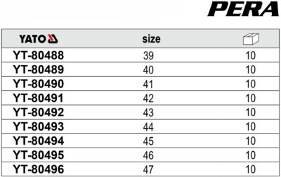 Giày bảo hộ cổ thấp PERA S1P Size: 39-47 Yato - Ba Lan