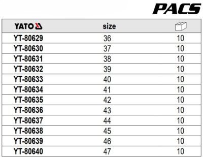 Giày bảo hộ dạng thể thao dòng PACS SBP Size: 36-47 Yato - Ba Lan