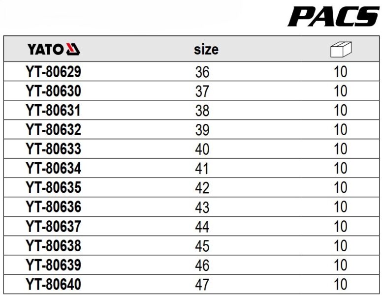 Giày bảo hộ dạng thể thao dòng PACS SBP Size: 36-47 Yato - Ba Lan