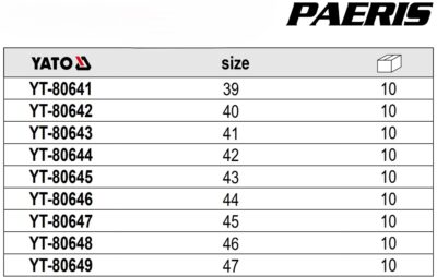Giày bảo hộ dạng thể thao dòng PAEIRS SBP Size: 39-47 Yato - Ba Lan