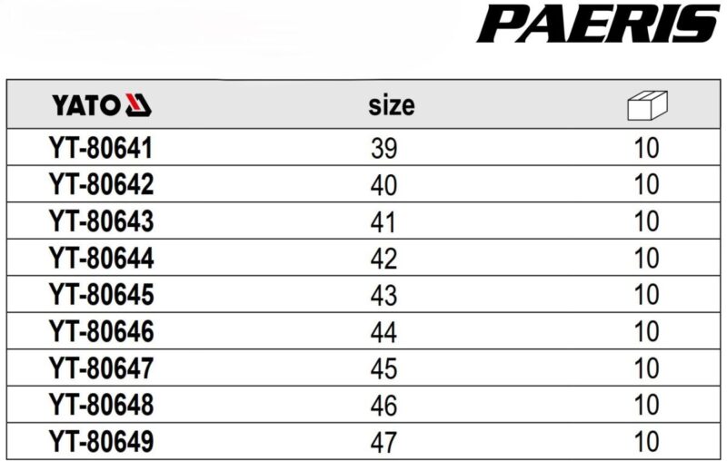 Giày bảo hộ dạng thể thao dòng PAEIRS SBP Size: 39-47 Yato - Ba Lan