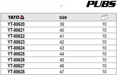 Giày bảo hộ dạng thể thao dòng PUBS SBP Size: 39-47 Yato - Ba Lan